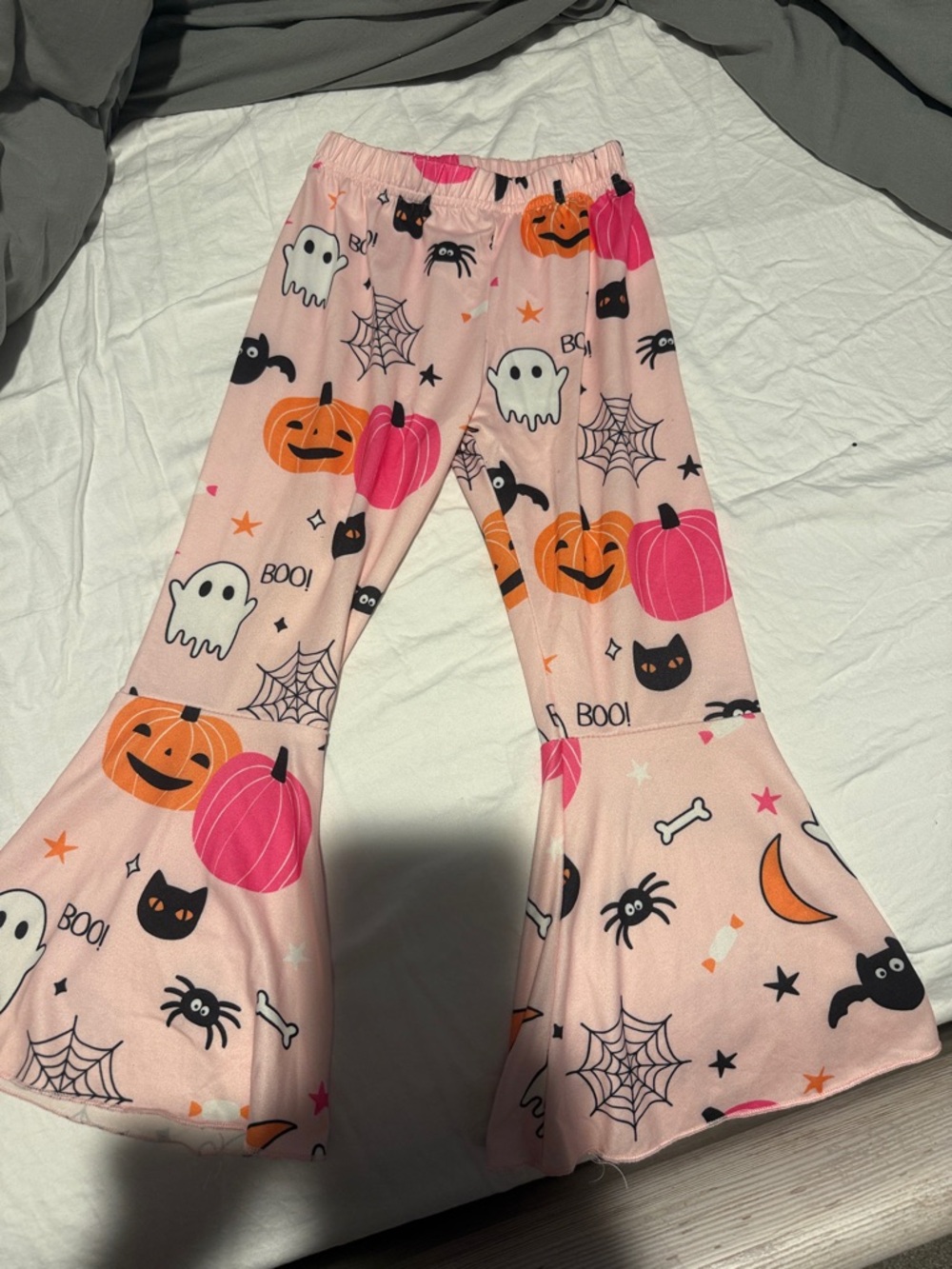 Pink Halloween Pumpkin & Ghost Flare Pants